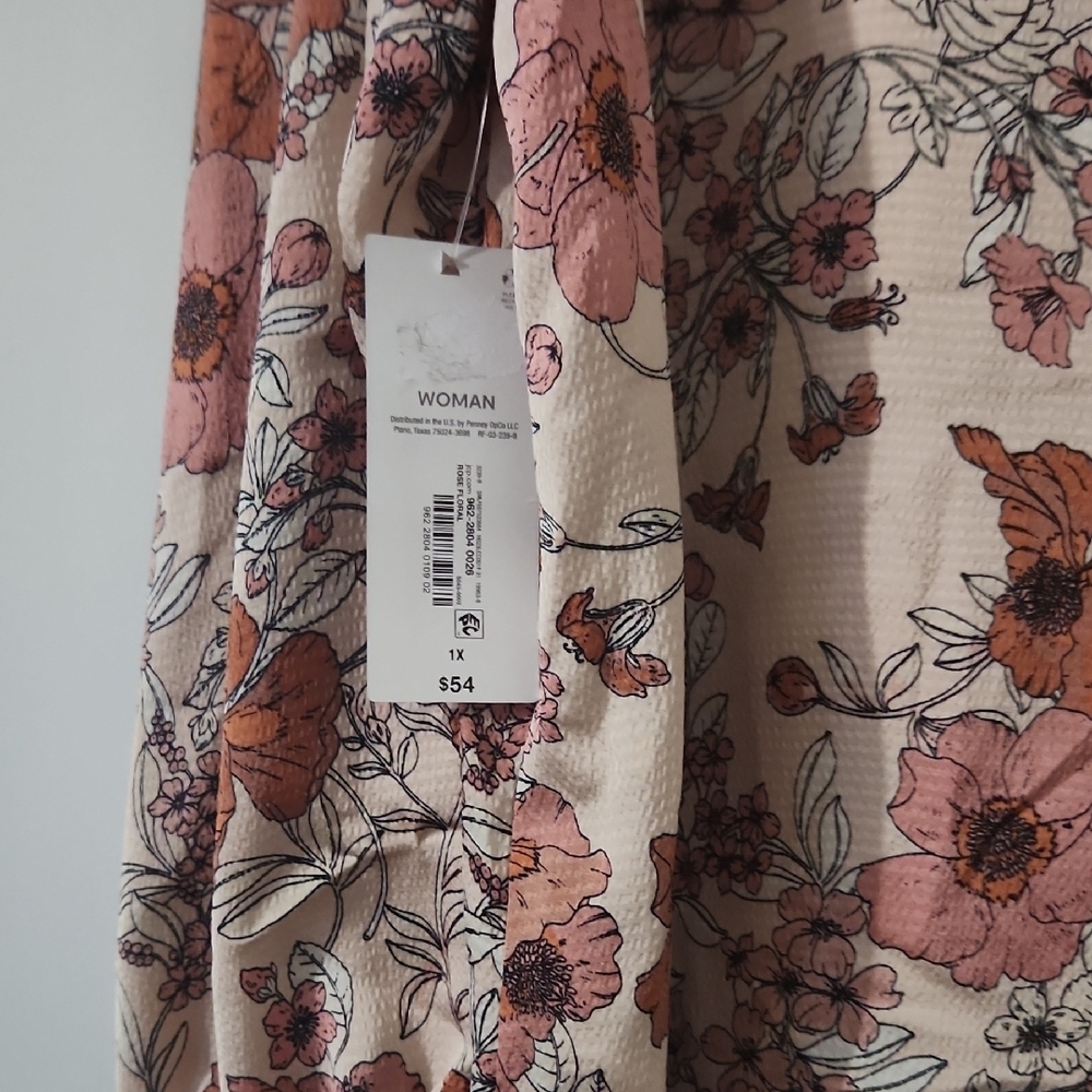 Liz Claiborne Floral Blouse - Size 1X - Picture 7 of 8
